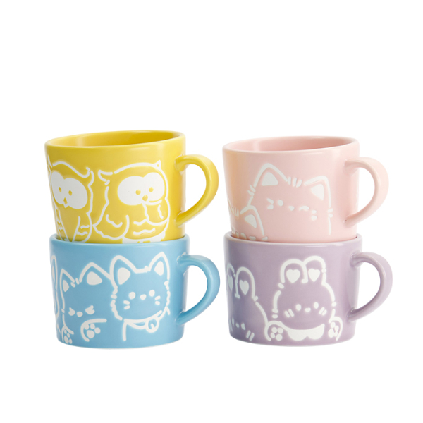 TDS, Mug Giftset, 4-piece set, Kawaii Animals, Ø 8 x 6cm, Item No. 33396