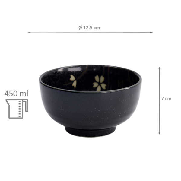 TDS, Schale, Sakura, Schwarz, Ø 12,5x7cm 450ml - Art Nr. 33401
