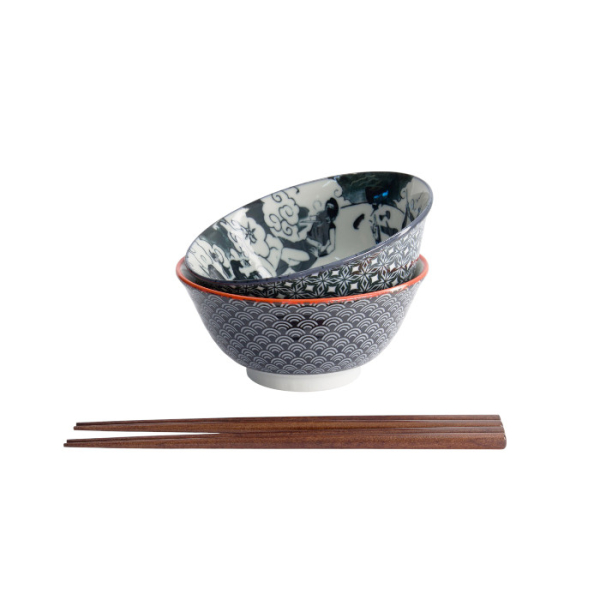 TDS, Tayo Bowl Giftset with chopsticks, Asakusa, 2-piece set, Ø 14.8x7cm 550ml, Item No. 33604