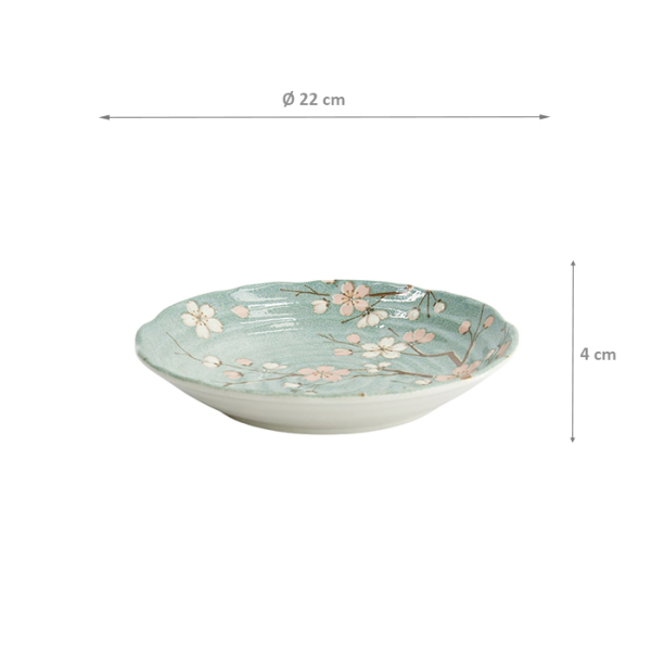 TDS, Plate, Fujisakura, Green Ø 22x4 cm, Item No. 33709