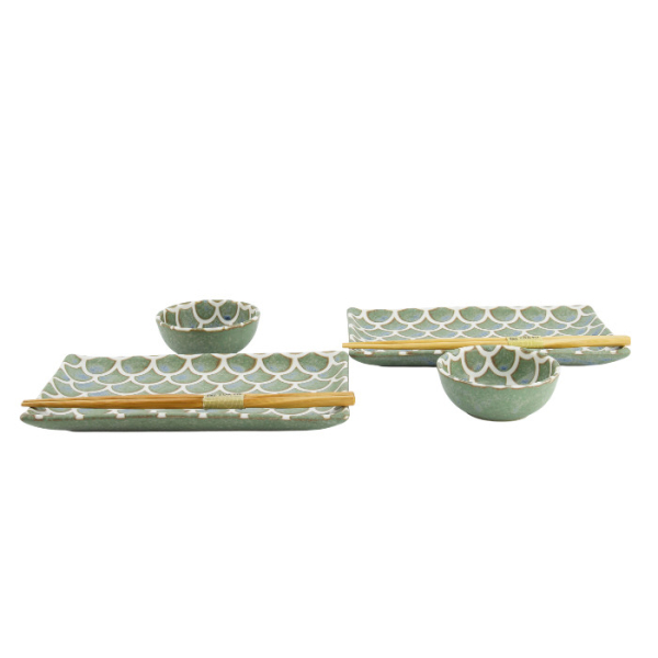 TDS, Sushi Set, Vert Sauge Mermaid, mit Chopsticks, 6-tlg., 22x13x2cm & 8,5x3,4cm, Art.-Nr. 33757