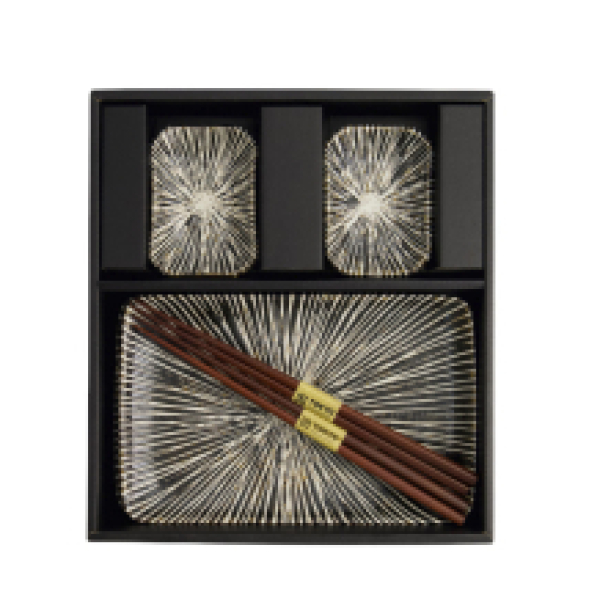 TDS, Sushi Set, Brown Tokusa, Giftset with Chopsticks, 6-piece set, Item No. 33847