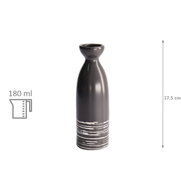 TDS, Sake-Bottle, Black Maru, 17.5cm 180ml, Item No. 7476