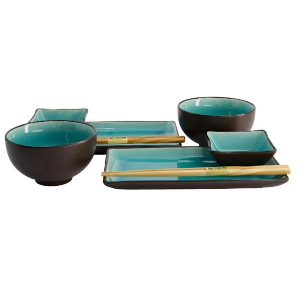 TDS, Sushi Set, Glassy Turquoise, 8-piece set, Item No. 8154