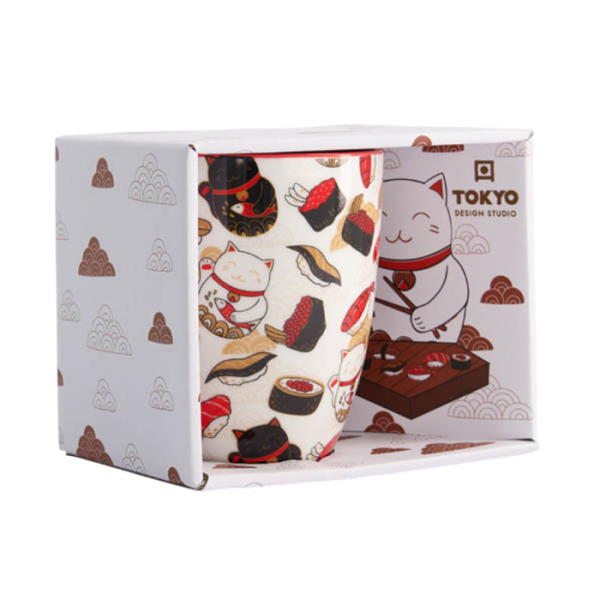 Cat/Sushi Kawaii Glückliche Katze Mug W/Giftbox at Tokyo Design Studio (picture 2 of 6)