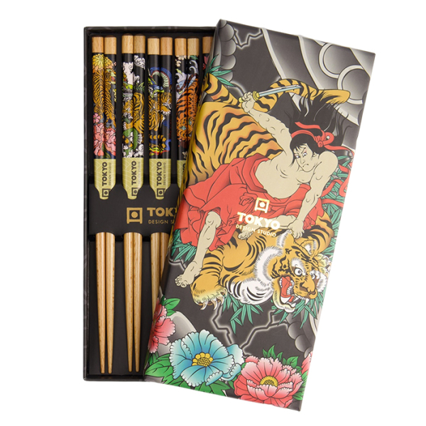 Yakuza Tiger Chopstick Set 5 pair at Tokyo Design Studio (picture 1 of 4)