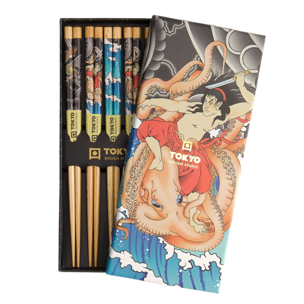 Yakuza Octopus Chopstick Set 5 pair at Tokyo Design Studio (picture 1 of 4)