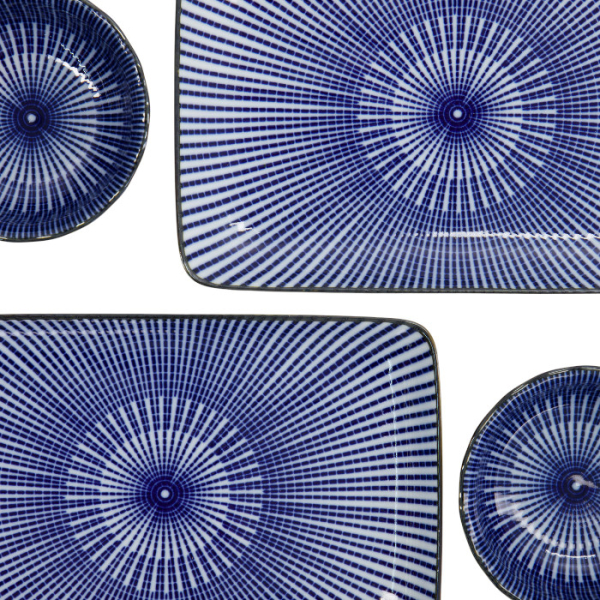 TDS, Sushi Set, Kotobuki, w/Chopsticks, Tokusa, 4-piece set, 20.5x13.2x2.2cm & 9.3x3.2cm (120ml), Item No. 22045