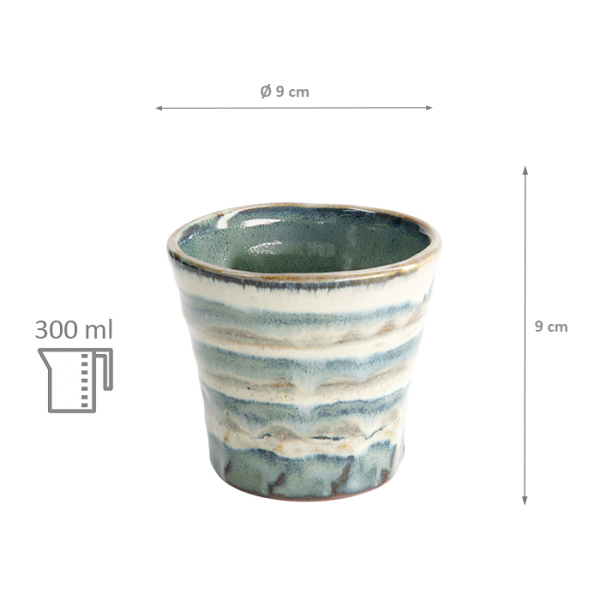 TDS, Teebecher, Grün/Beige Stripe, Ø 9 x 9 cm 300 ml, Art.-Nr. 22085