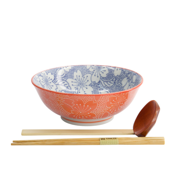 TDS, Ramen Bowl in Gift Box, Mixed Bowls Sakura, 3-piece set, Ø19.7 x 7 cm (1000 ml), Item No. 22540