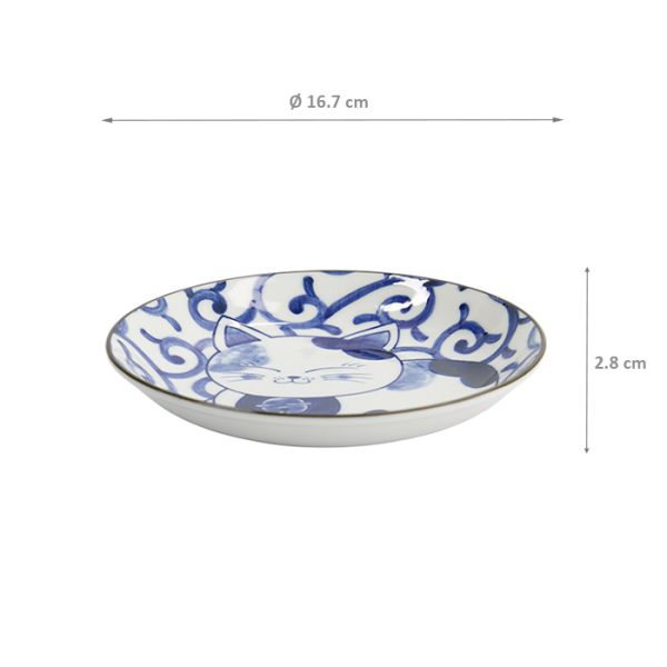 TDS, Round Plate, Kawaii Cat Neko, Ø 16.7x2.8cm, Item No. 33497