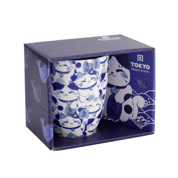 TDS, Tasse, Kawaii Blue Maneko Tasse im Geschenkbox, Ø 8,5x10,2cm 340ml, Art Nr. 33612