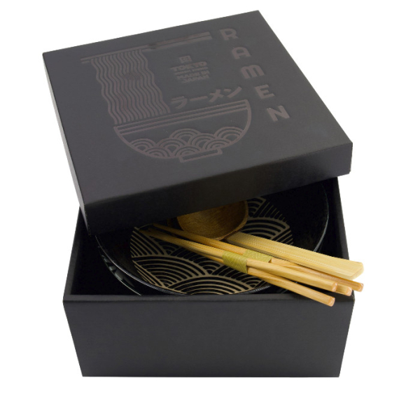 TDS, Ramen Bowl Giftset, Masamura Seikaiha,  6-piece set, Black, Ø 21.5x9cm 1300ml, Item No. 33899